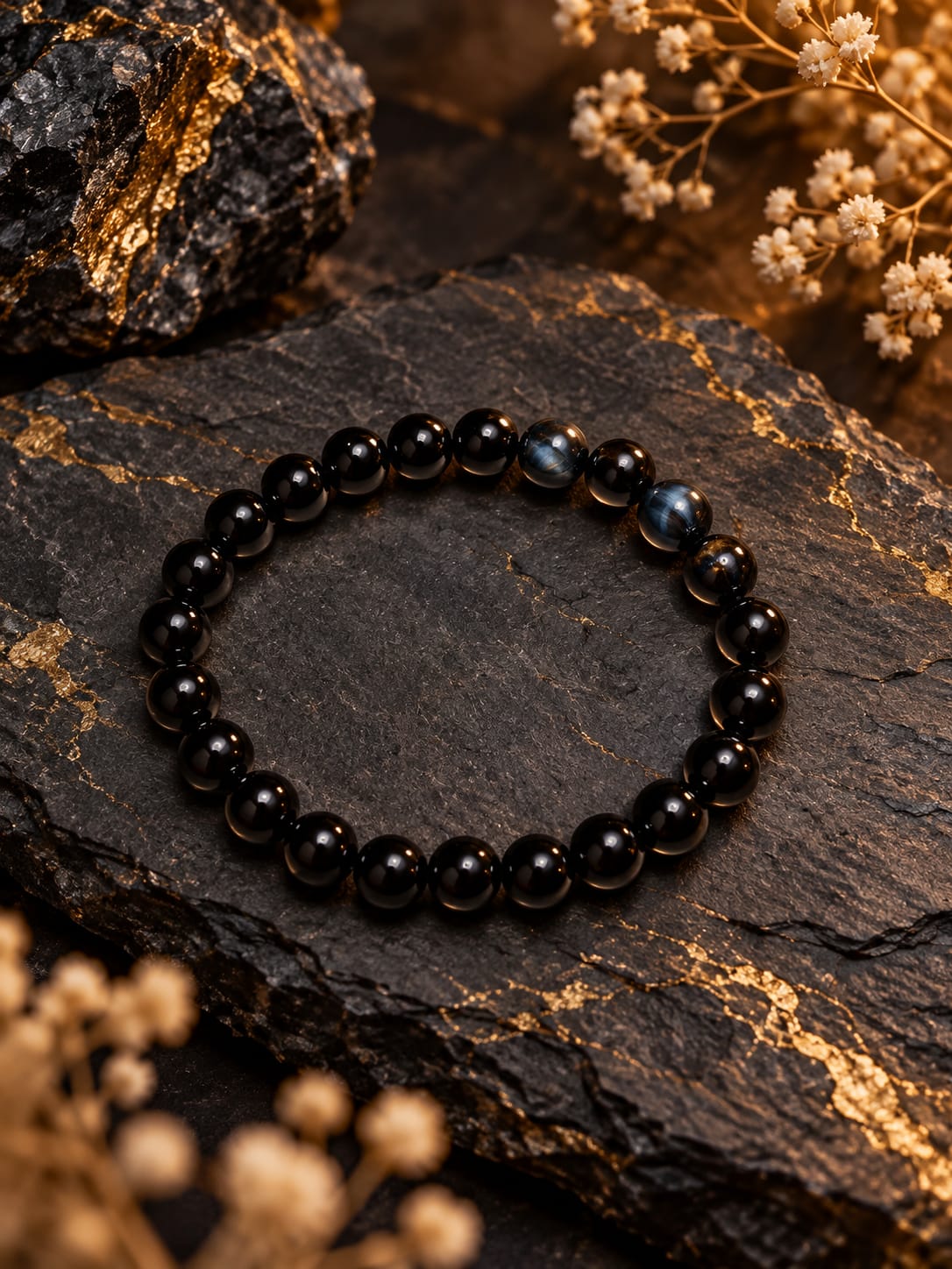 Pulsera de Ojo de Halcón 8mm Protección · Claridad Mental · Equilibrio