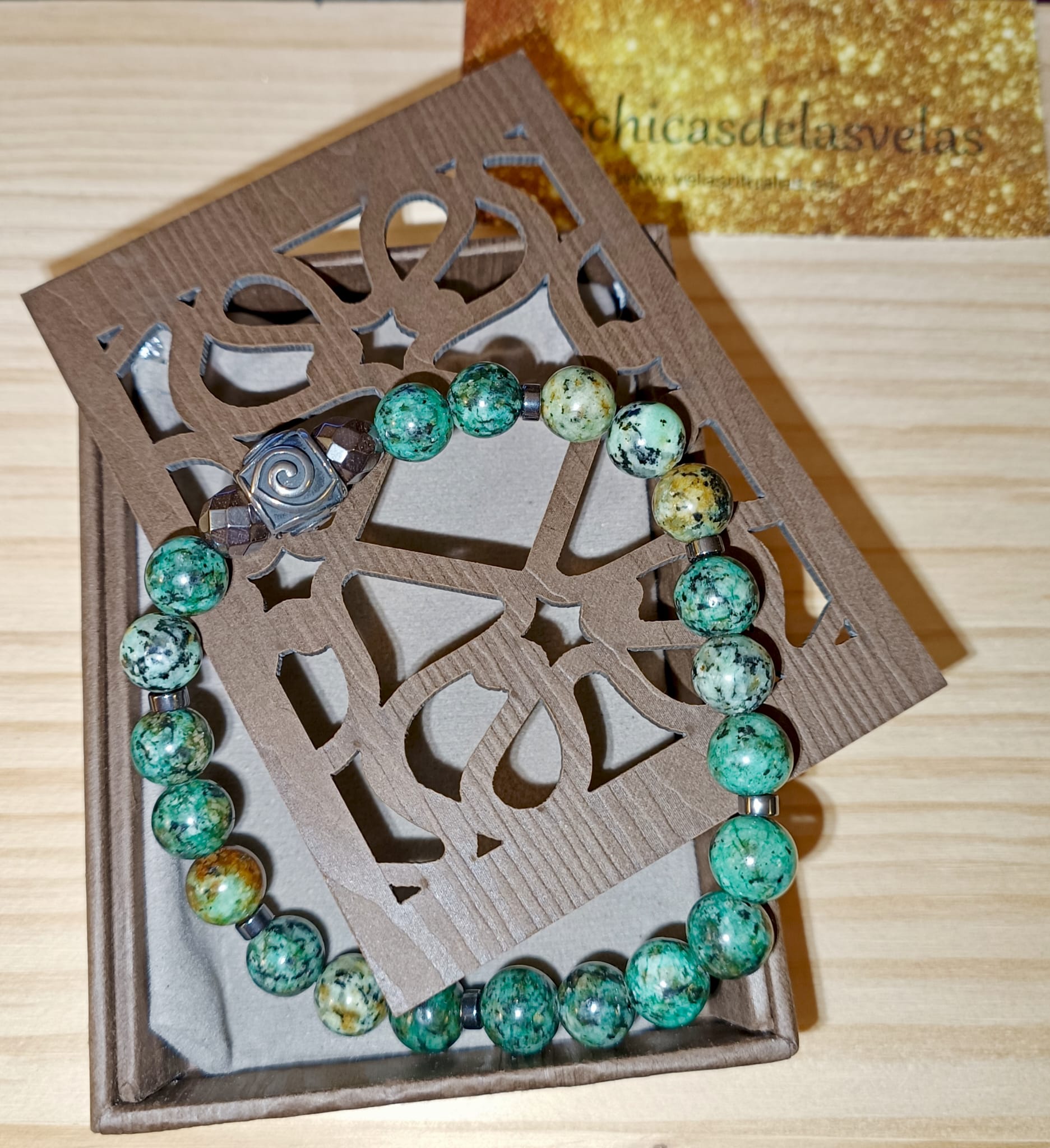 Pulsera Turquesa africana con Dije