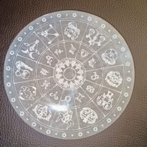 Selenita Placa grabada astrología 16cm