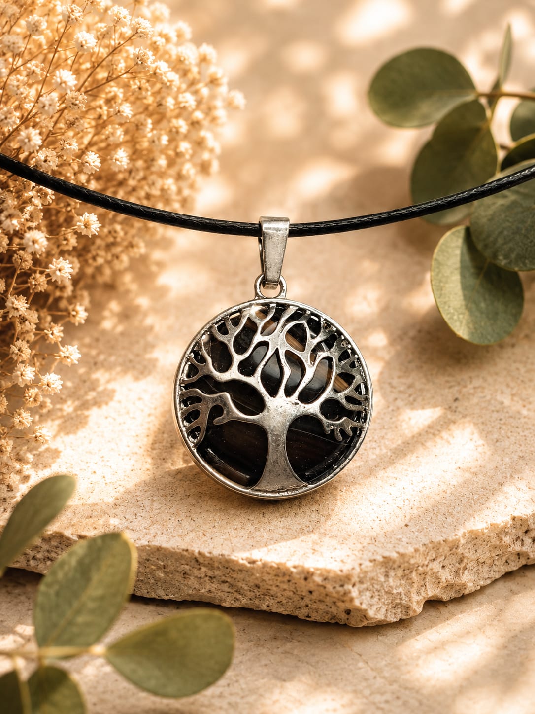 Colgante Ágata Marrón - árbol de la vida