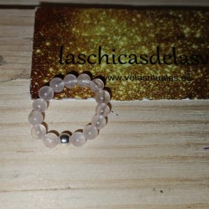 Anillo elástico Cuarzo Rosa - plata
