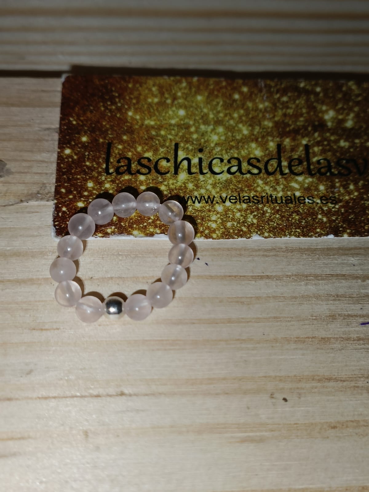 Anillo elástico Cuarzo Rosa - plata
