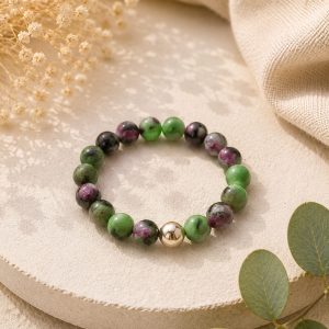 Anillo elástico Rubí en zoisita y plata
