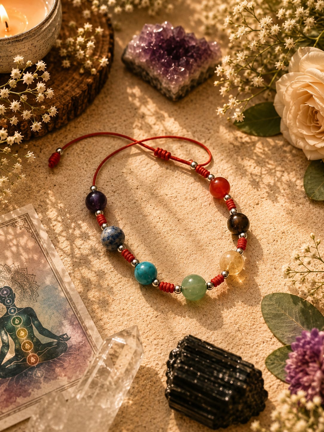 Pulsera siete nudos chacras
