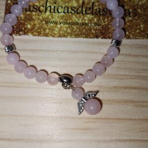 Pulsera Cuarzo Rosa con dije 6mm