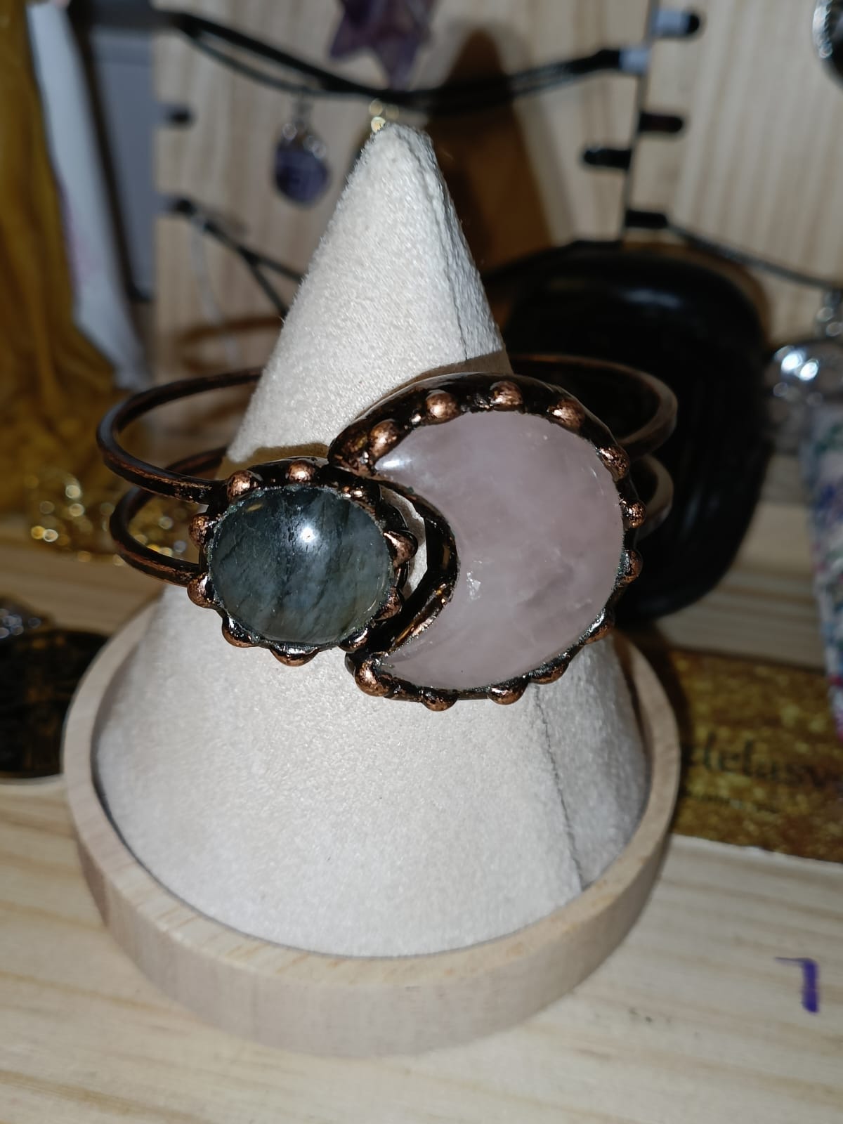 Pulsera cuarzo rosa y labradorita