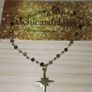 pulsera cruz cristal azul negro