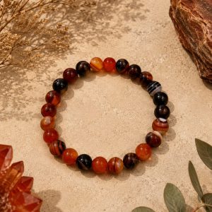 Pulsera Ágata Fuego facetada tamaño grande