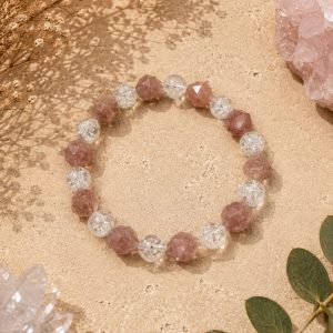 Pulsera Cuarzo fresa y cuarzo tamaño grande