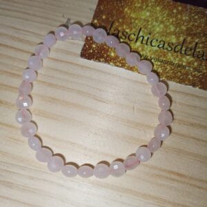 Pulsera Cuarzo Rosa tallada