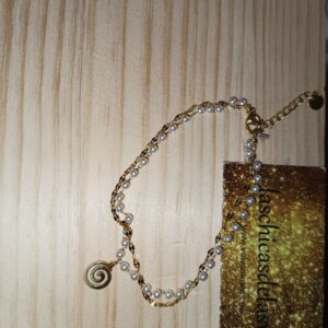 Tobillera doble perlas y espiral