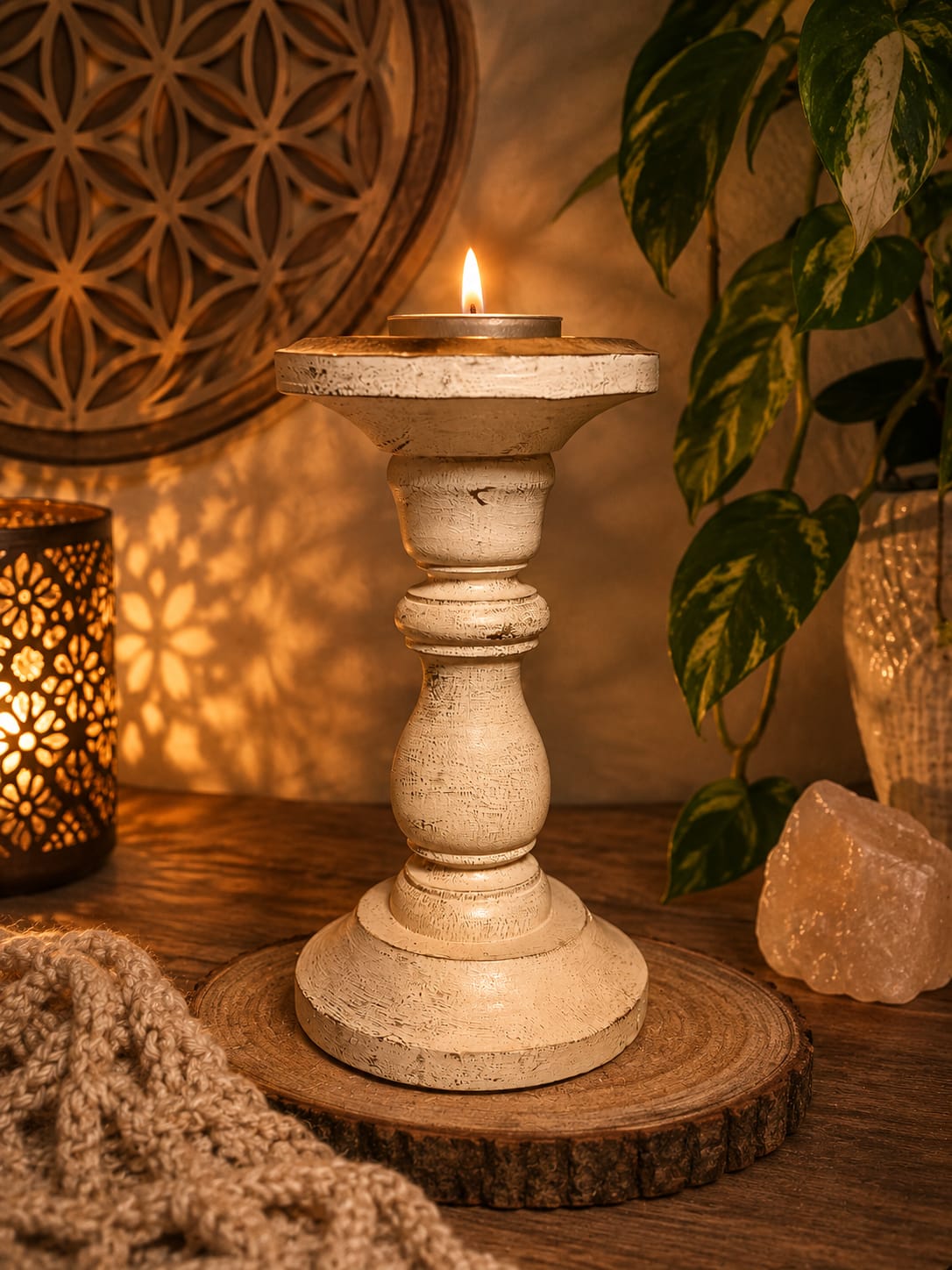 Porta velas madera