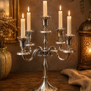 Candelabro Plateado, 5 velas