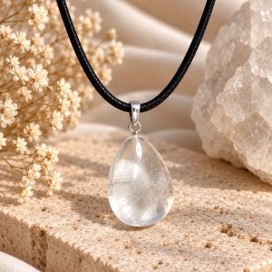 Colgante Cuarzo Blanco gota  plata