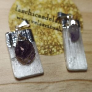 Colgante selenita con amatista