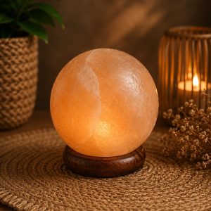 Lámpara de sal naranja Himalaya redonda