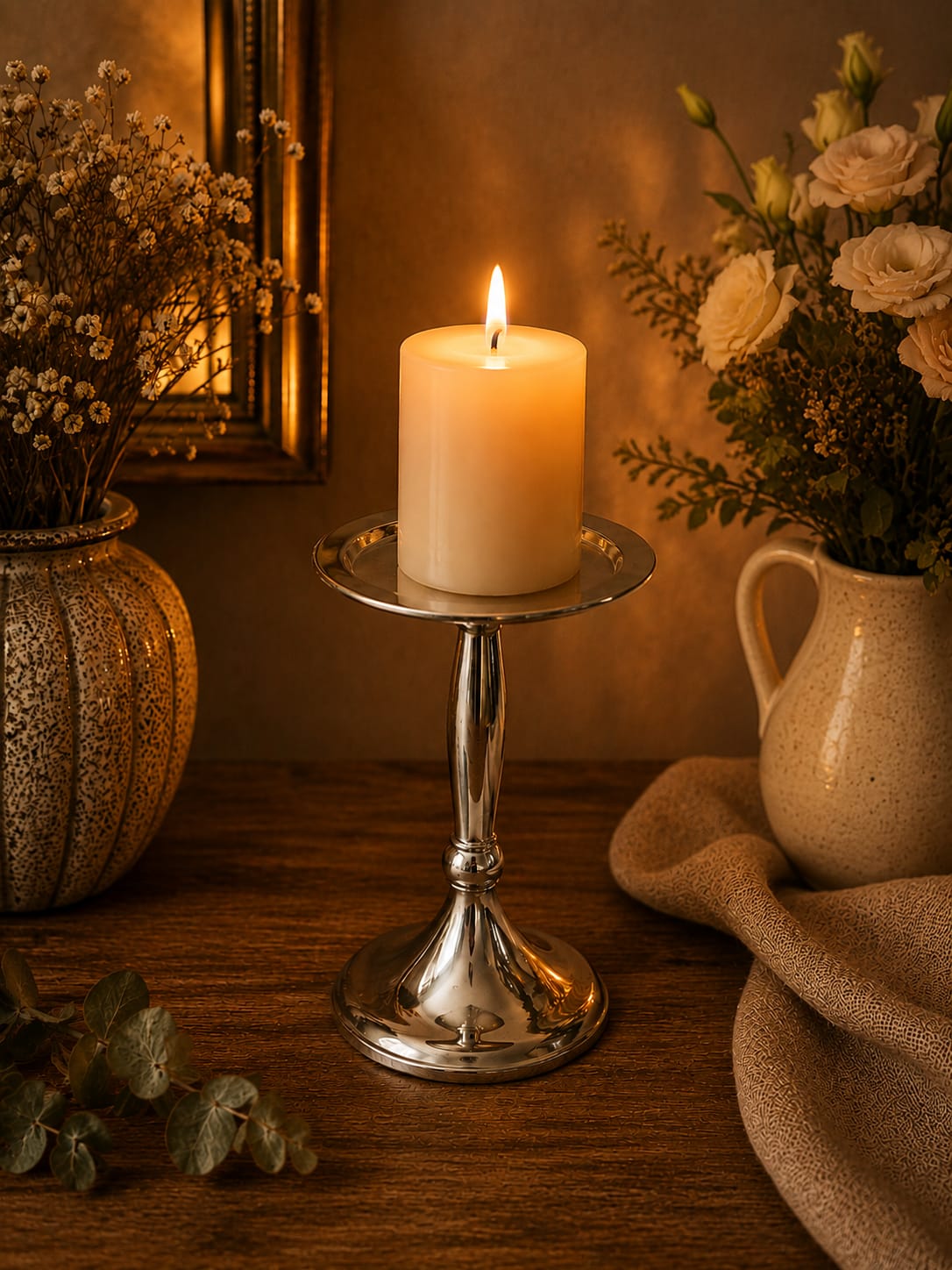 Candelabro Peana Plateada