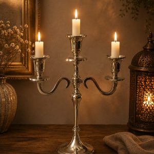Candelabro Plateado, 3 velas