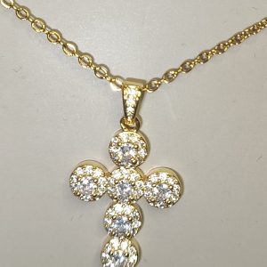 Collar Cruz con piedras blancas