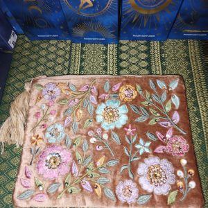 Bolsa terciopelo Flores beige