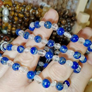 Pulsera Lapislázuli con cuarzo 6mm