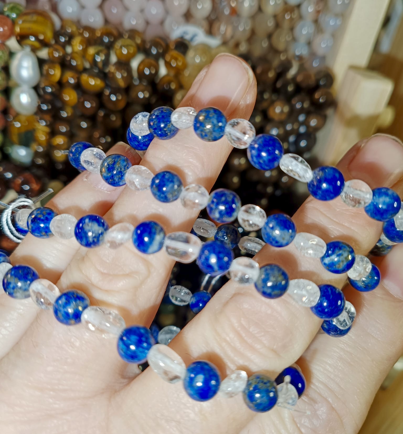 Pulsera Lapislázuli con cuarzo 6mm