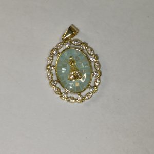 Collar Virgen de la Caridad del Cobre nacarado verde claro