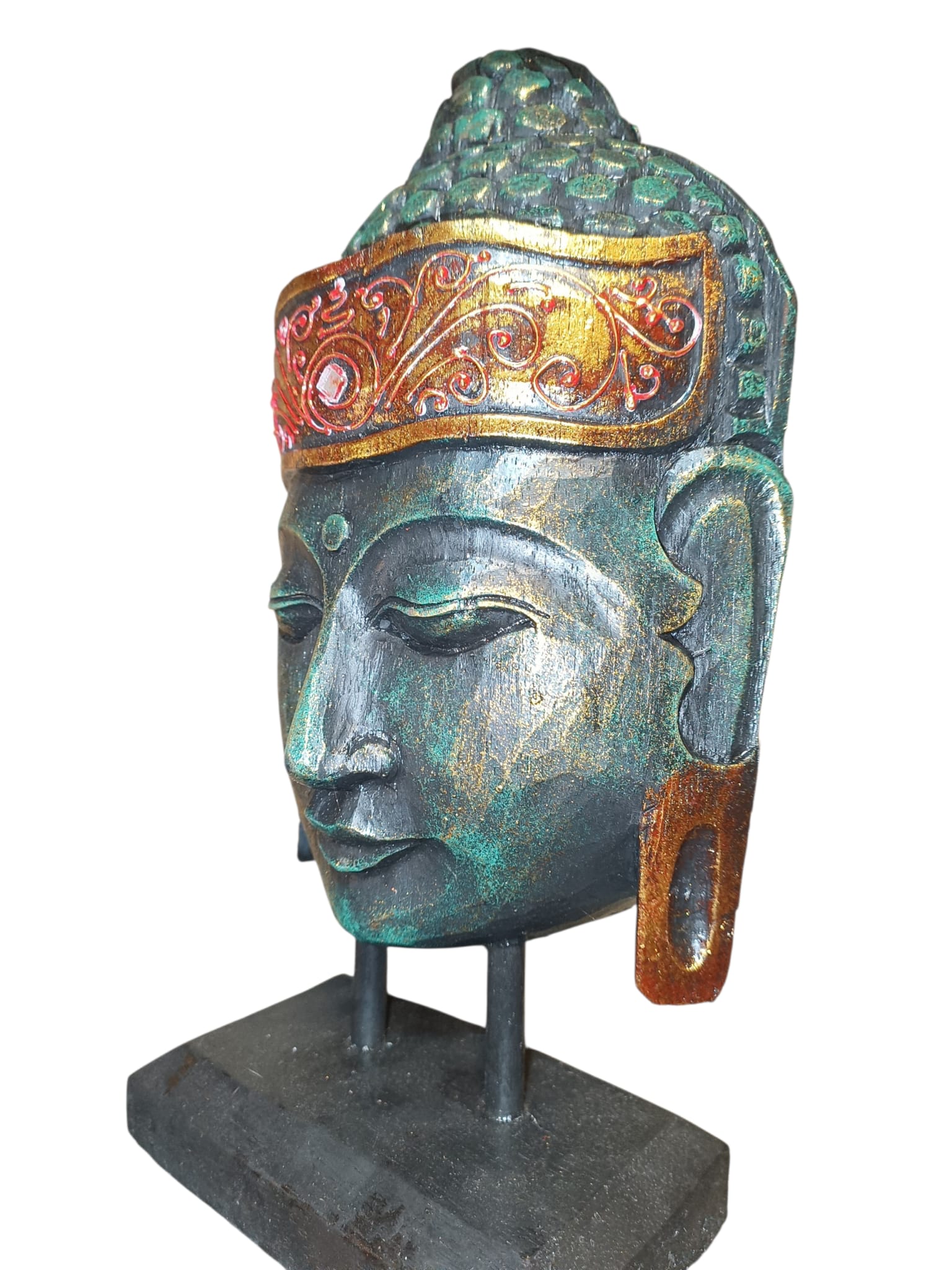 Figura de Buda en Madera pintada de 30 cm - Imagen 3