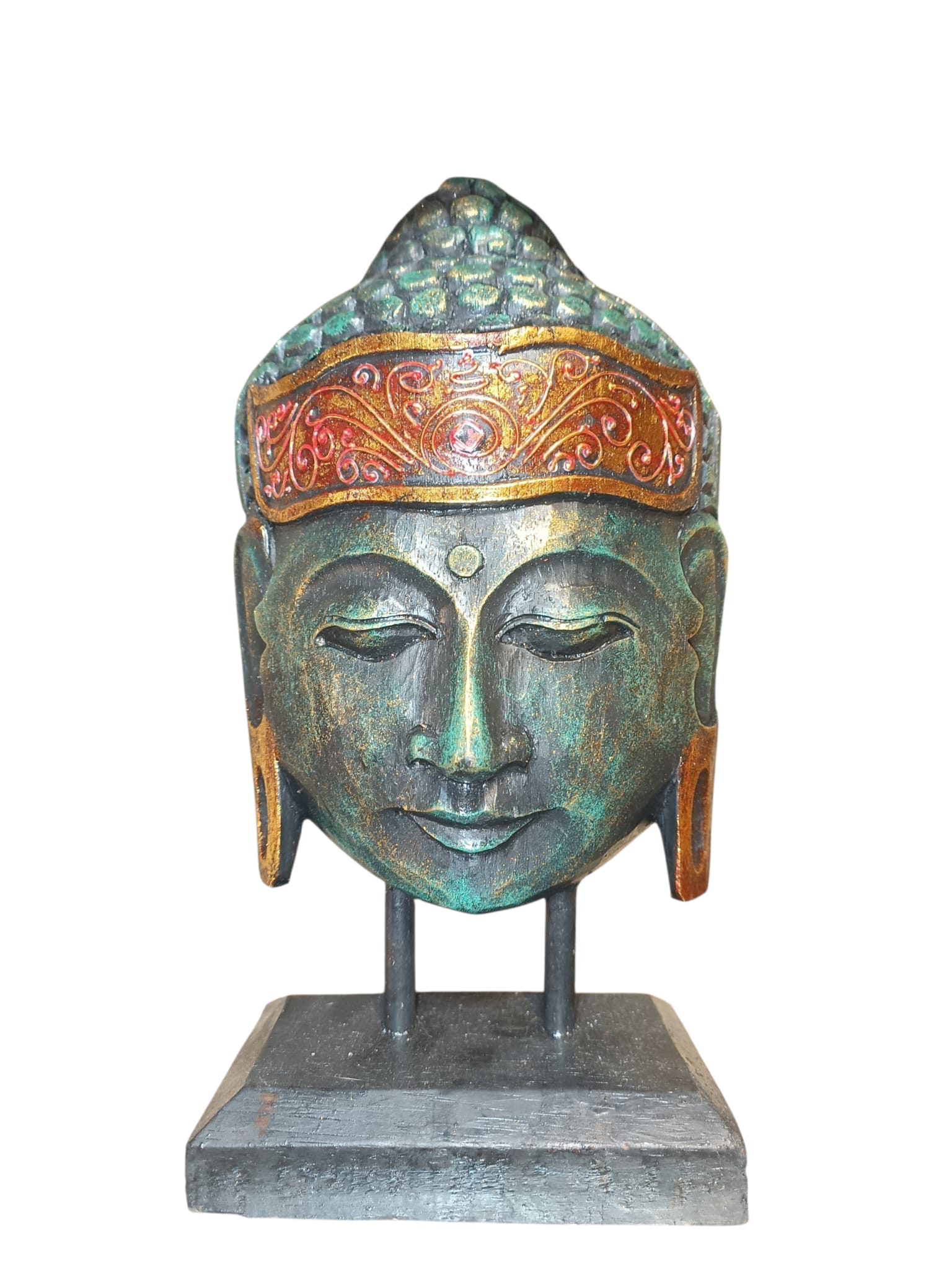 Figura de Buda en Madera pintada de 30 cm - Imagen 2