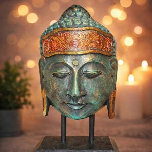 Figura de Buda en Madera pintada de 30 cm