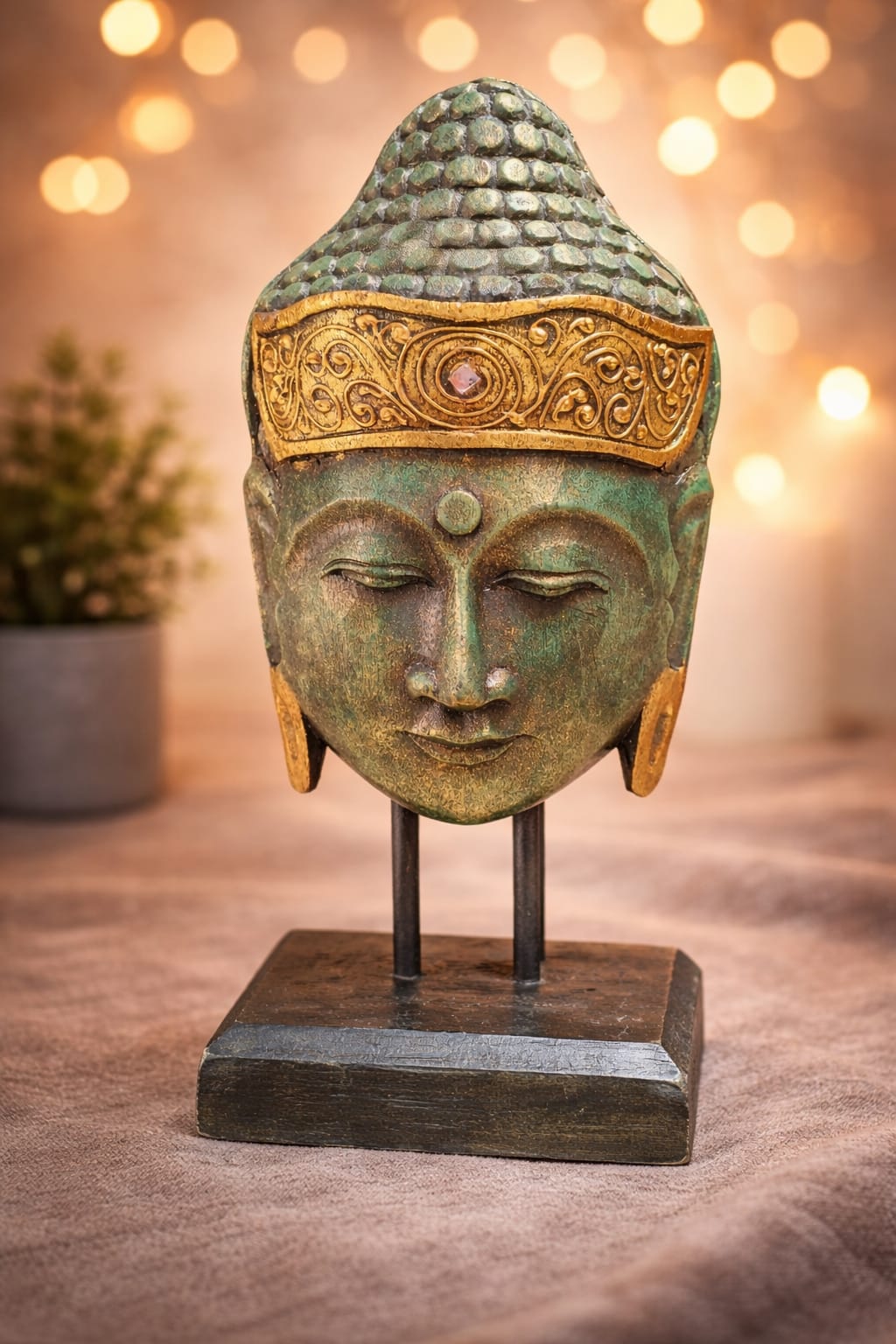 Figura de Buda en Madera pintada de 40 cm
