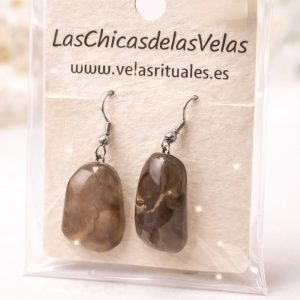 Pendientes cuarzo ahumado rodado