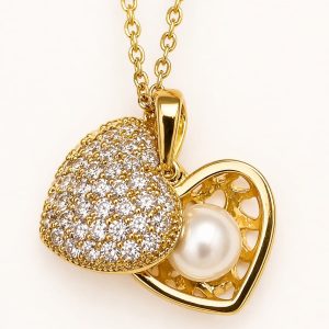 Collar corazón con perla