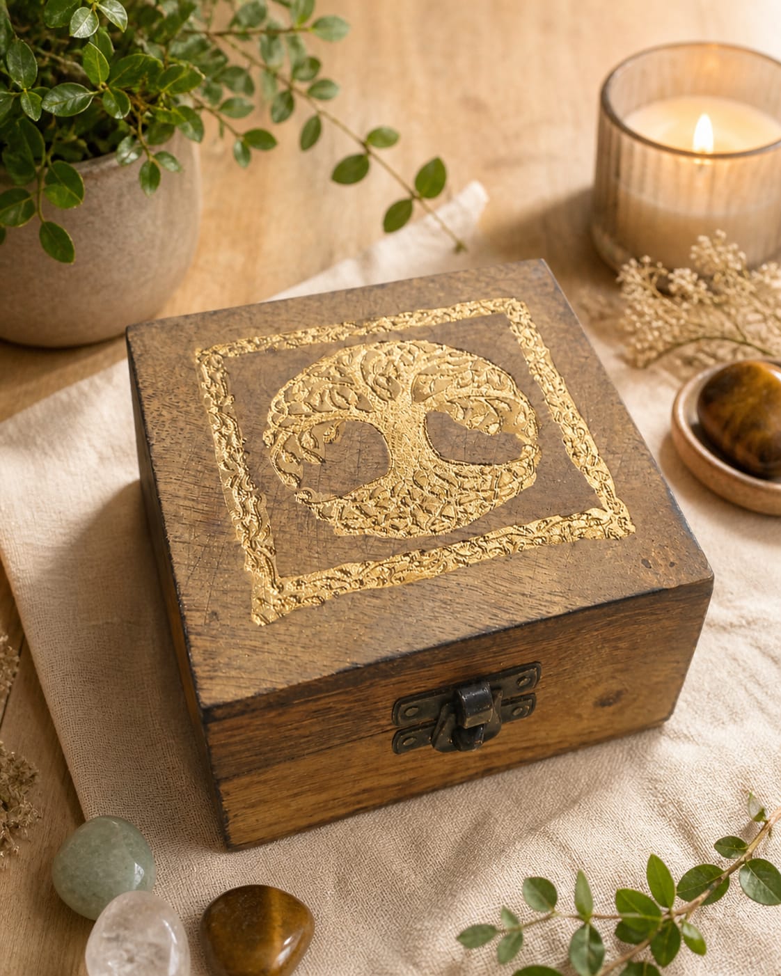 caja de madera árbol de la vida