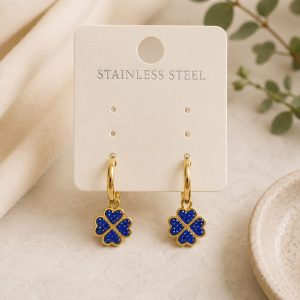 Pendientes trébol azul