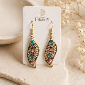 Pendientes hoja dorada