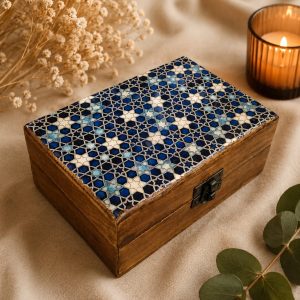 caja de madera dibujo lacado