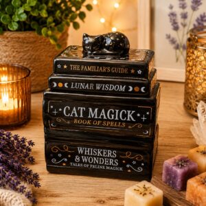 Quemador aceite Libros apilados