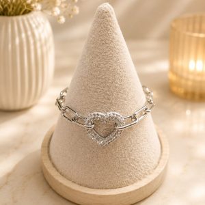 pulsera corazón plateado