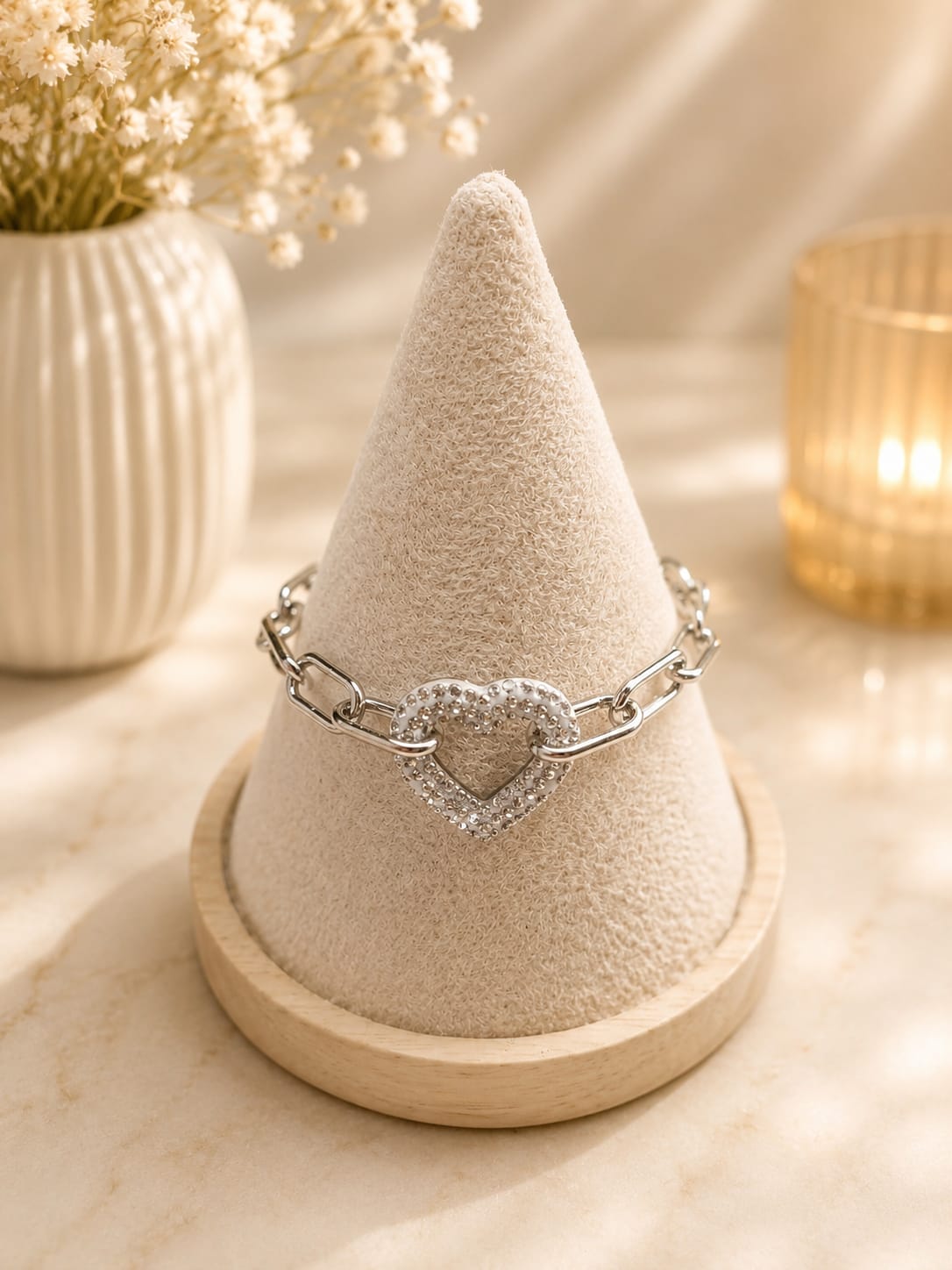 pulsera corazón plateado