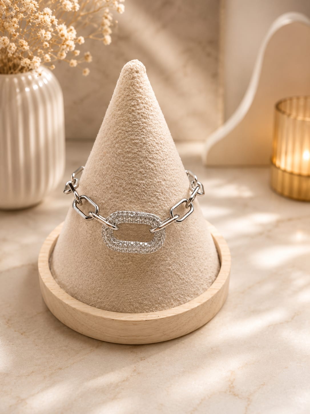 pulsera ovalado pequeño plateada