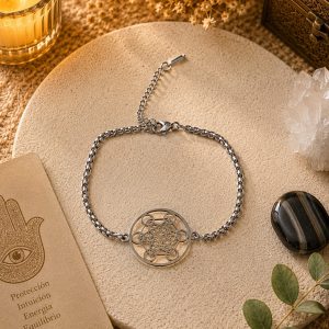 Pulsera cubo de Metatrón plateada