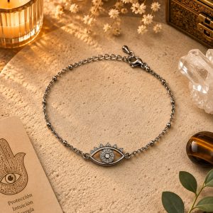 Pulsera ojo turco plateada