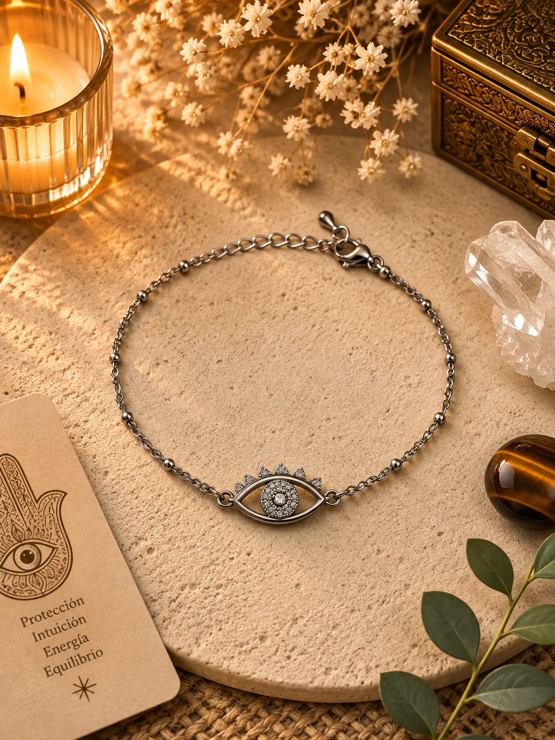Pulsera ojo turco plateada