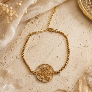 Pulsera cubo de Metatrón dorada