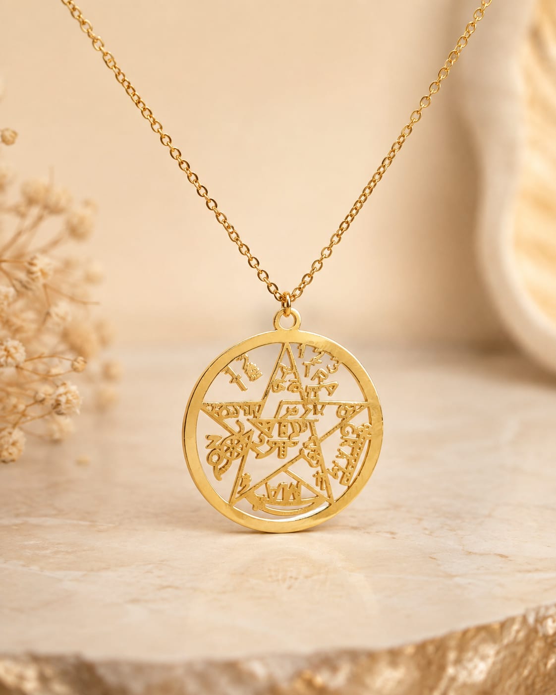 Colgante Tetragramaton Acero dorado