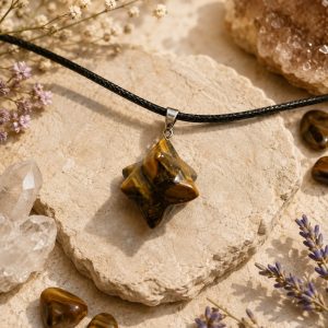 Merkaba Ojo de Tigre colgante