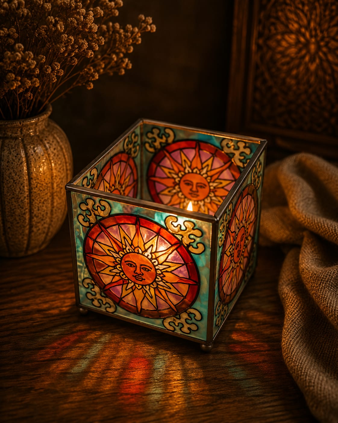 Porta vela Sol mosaico