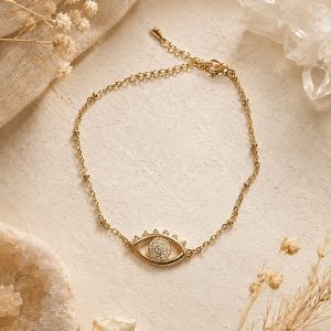 Pulsera ojo turco dorada