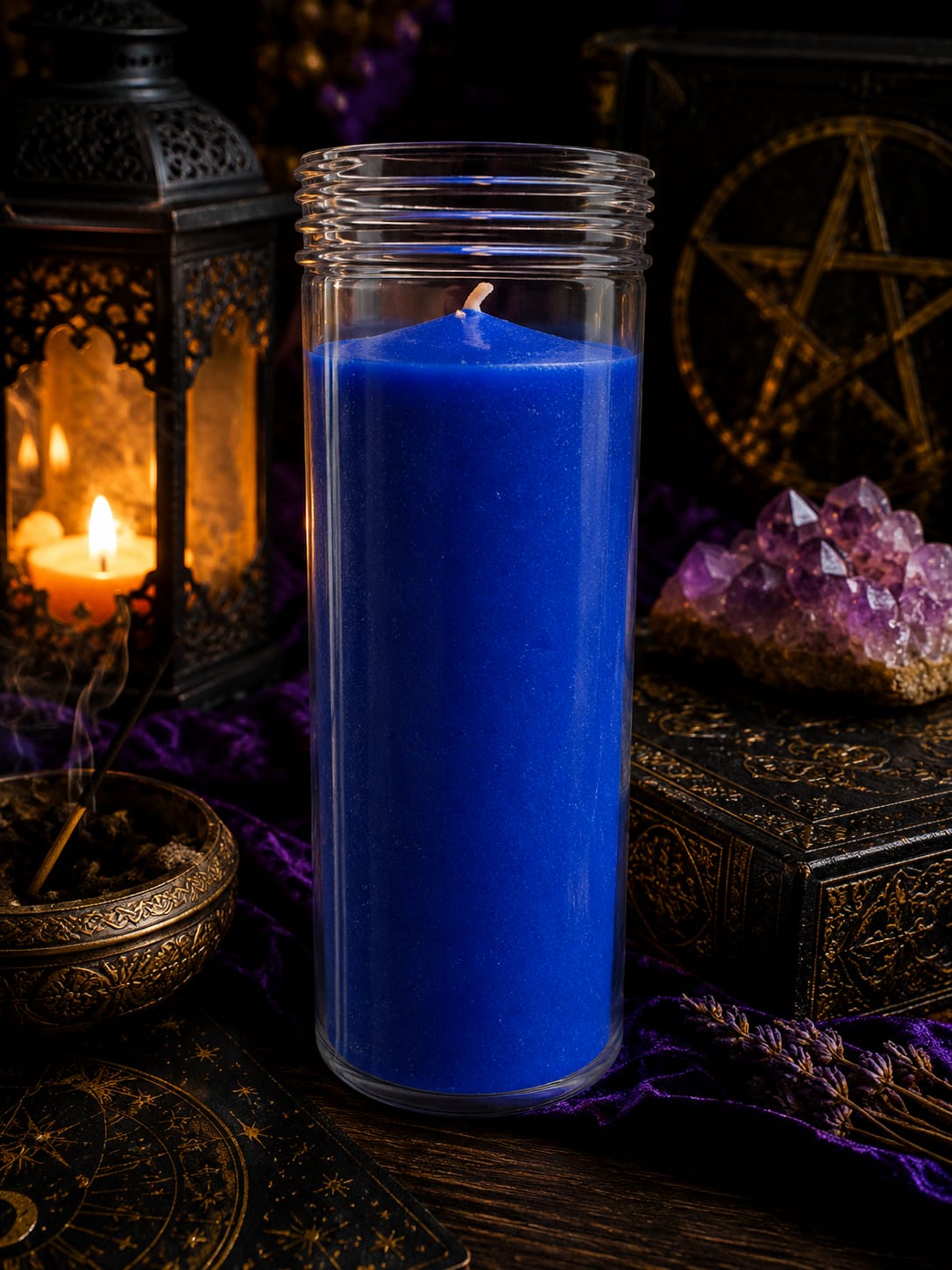 Velón azul oscuro